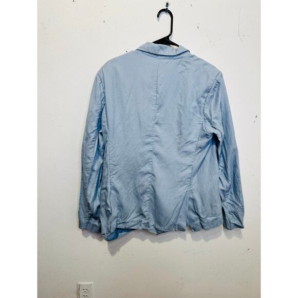 ROSETTA GETTY Light Blue Linen V-Neck Double Breasted Blazer Jacket Size 14 - Picture 7 of 15